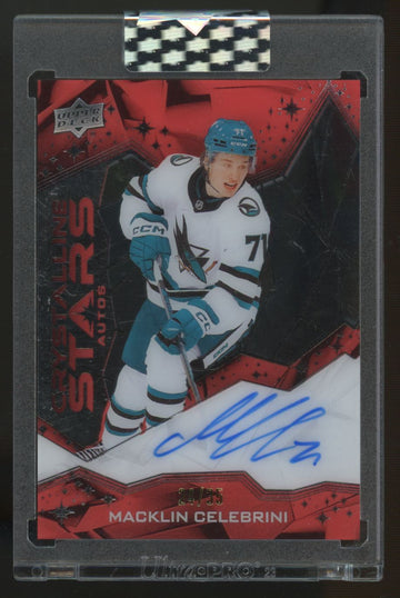 2024-25 UD Clear Cut Macklin Celebrini RC Crystalline Stars Auto /35 #CSA-MC