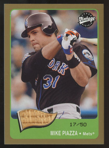 2003 Upper Deck Vintage Mike Piazza Gold Slugfest Bat Patch /50 #S-MP