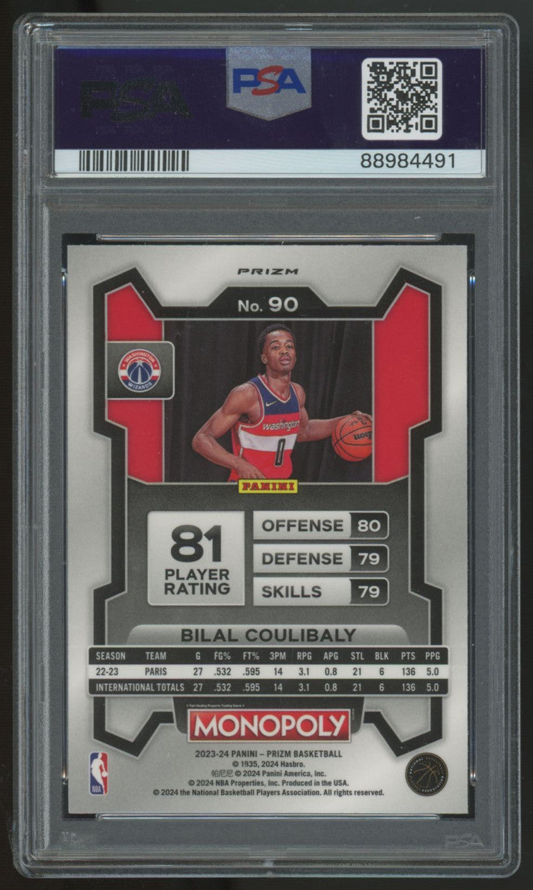 2023-24 Panini Prizm Monopoly Bilal Coulibaly RC Silver #90 PSA 10
