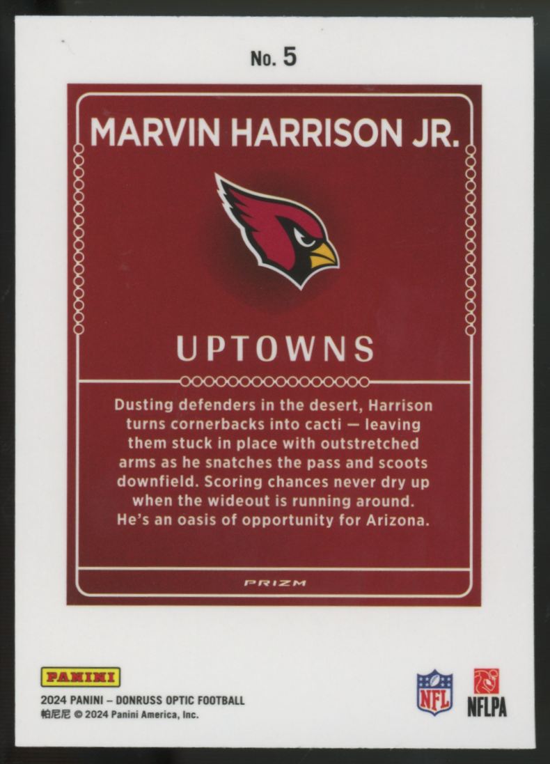 2024 Panini Donruss Optic Marvin Harrison Jr. RC Uptowns Prizm SSP #5