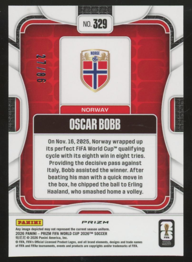 2026 Prizm FIFA World Cup Oscar Bobb Maple Leaf /86 #329
