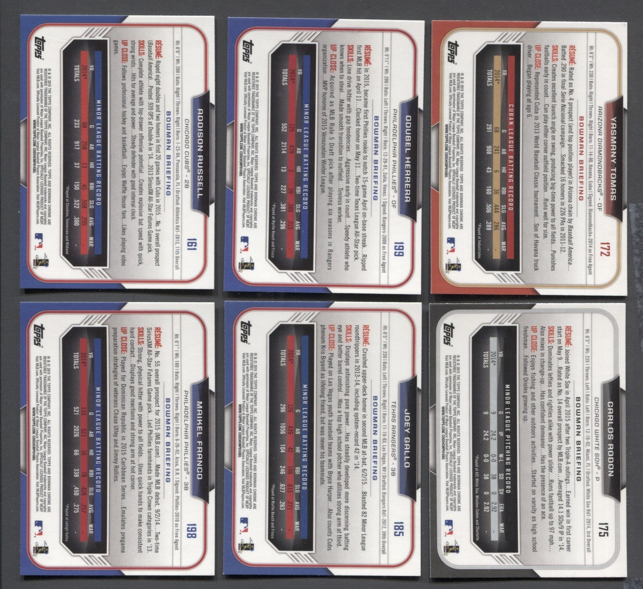 2015 Bowman Chrome Complete Set (200) NM/MT Condition Bryant, Lindor, Correa