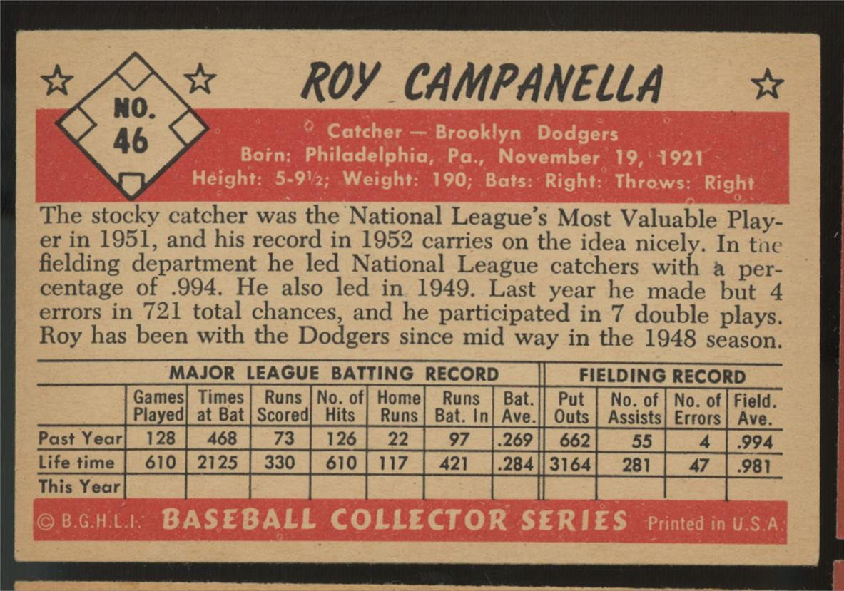 1953 Bowman Color Roy Campanella #46 EX