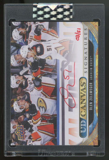 2024-25 UD Clear Cut Olen Zellweger Canvas Signatures Auto Hand Numbered /51