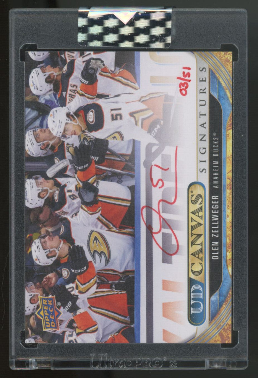 2024-25 UD Clear Cut Olen Zellweger Canvas Signatures Auto Hand Numbered /51
