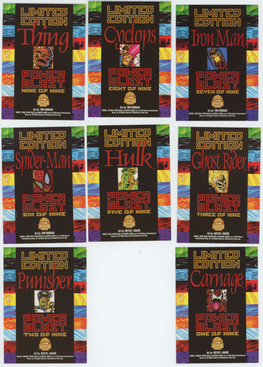 1994 Fleer Marvel Universe Power Blast Near Complete Set (8/9) NM