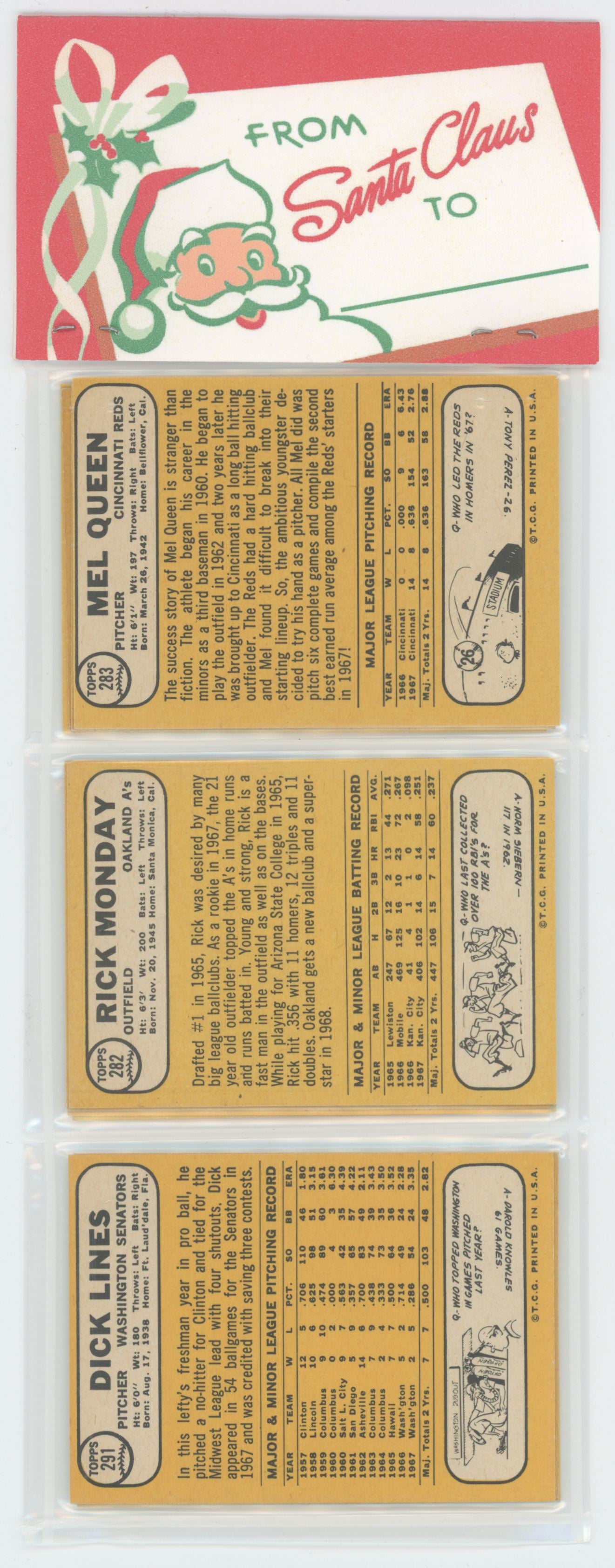 1968 Topps Baseball Holiday Rack Pack Mazeroski On Front