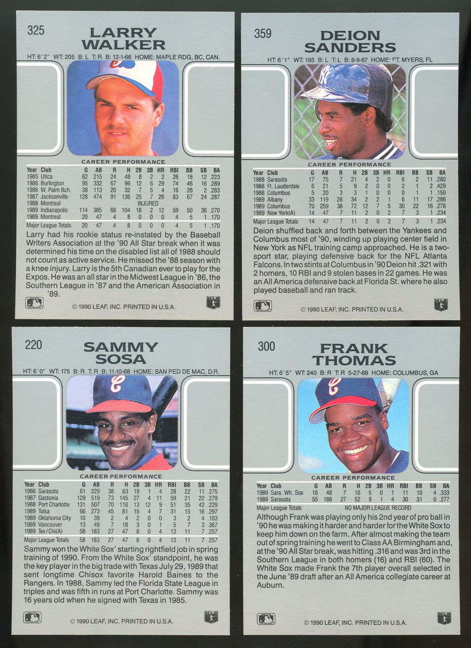1990 Leaf Baseball Complete Set (528) NM-MT Thomas Sosa