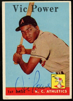 1958-1960 Topps Vic Power Signed Autographed Card Lot