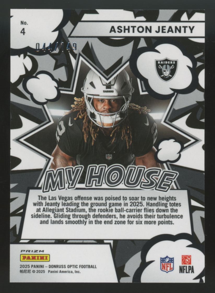 2025 Panini Donruss Optic Ashton Jeanty RC Black Pandora My House /149 #4
