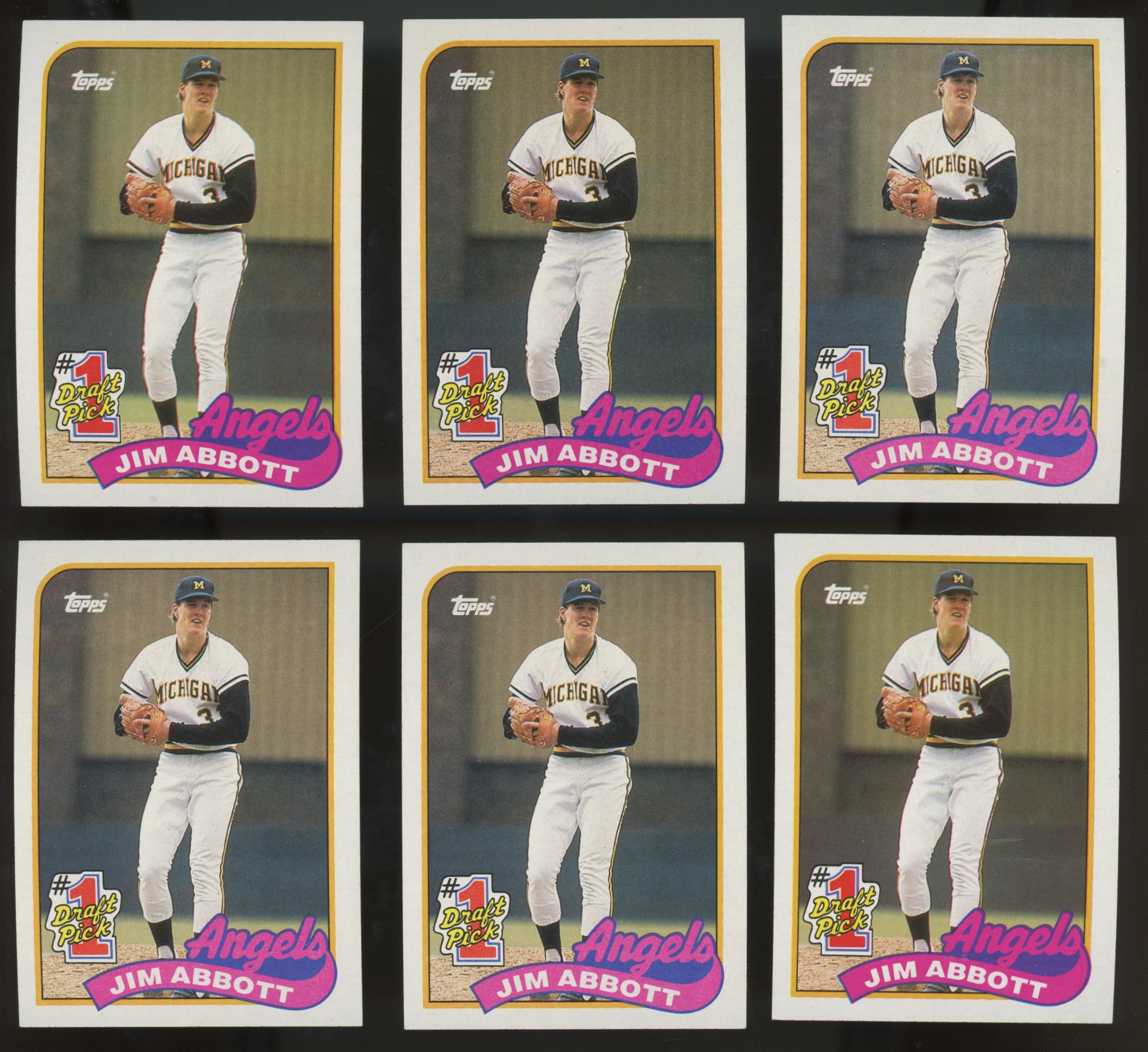 1989 Topps Jim Abbott RC #1 Draft Pick #573 (Lot Of 24)