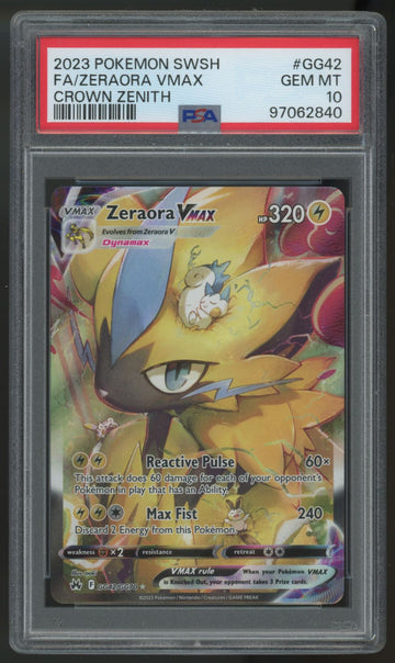 2023 Pokemon Zeraora VMAX Crown Zenith Full Art #GG42 PSA 10