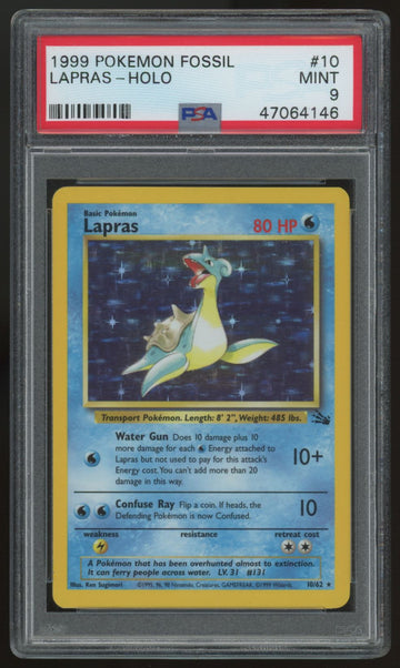 1999 Pokemon Lapras Fossil Holo #10 PSA 9