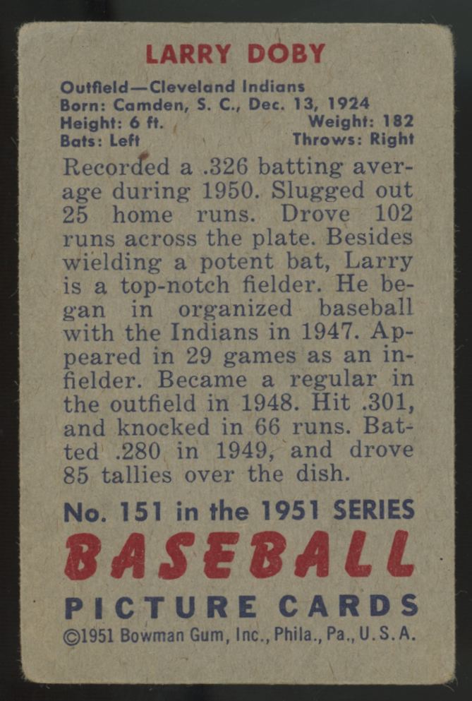 1951 Bowman Larry Doby #151 Good