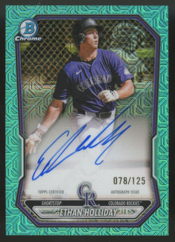 2026 Bowman Chrome Mega Ethan Holliday Prospect Aqua Auto /125 #BMA-EH