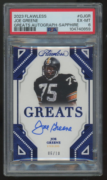 2023 Flawless Joe Greene Greats Sapphire Auto /10 #G-JGR PSA 6