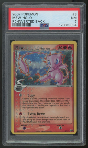 2007 Pokemon Mew Pop Series 5 Inverted Back Holo #3 PSA 7 (B)