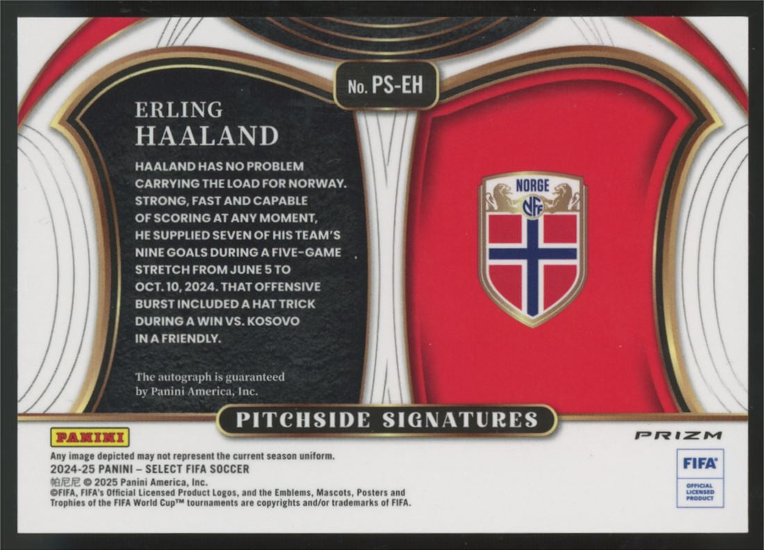 2024-25 Panini Select FIFA Erling Haaland Pitchside Blue Pulsar Auto #PS-EH