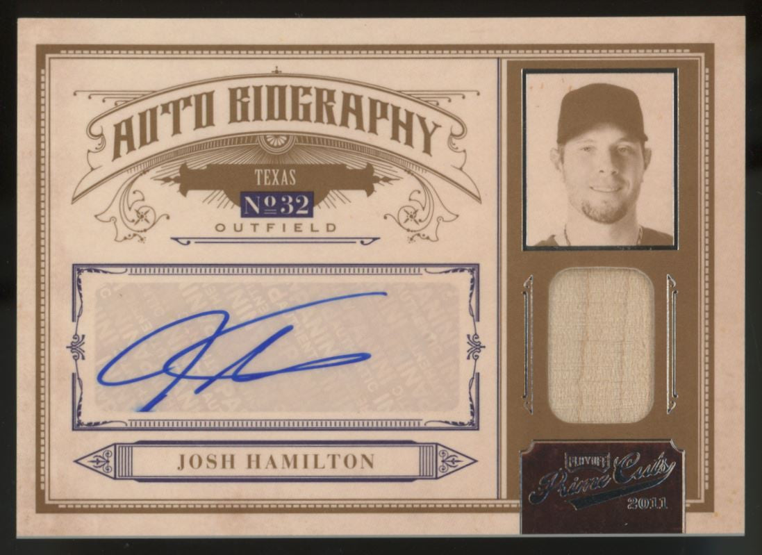 2011 Prime Cuts Josh Hamilton Biography Bat Relic Auto /10 #24
