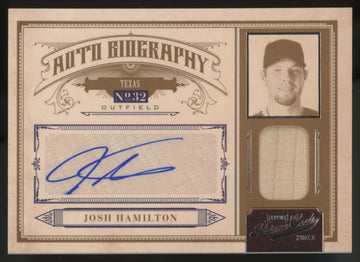 2011 Prime Cuts Josh Hamilton Biography Bat Relic Auto /10 #24