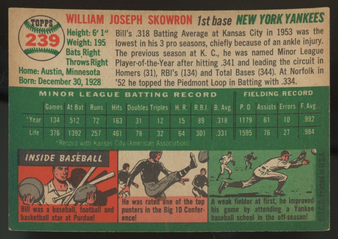 1954 Topps Bill Skowron #239 EX