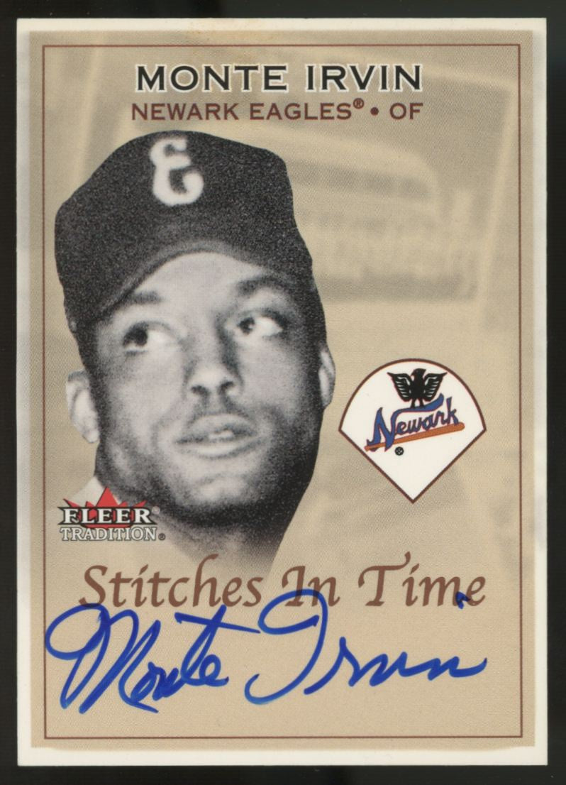2001 Fleer Tradition Monte Irvin Stitches In Time Auto