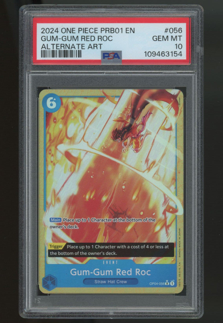 2024 One Piece Gum Gum Red Roc PRB01 Alt Art #056 PSA 10