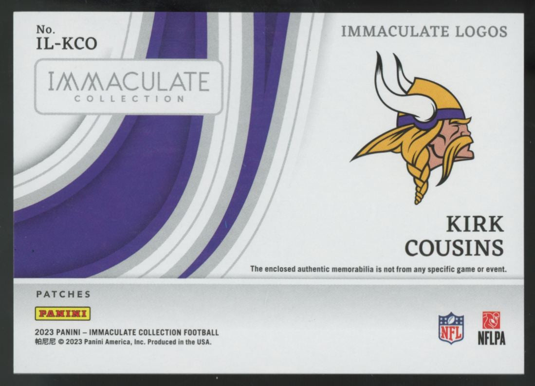 2023 Panini Immaculate Kirk Cousins Logos Patch /10 #IL-KCO