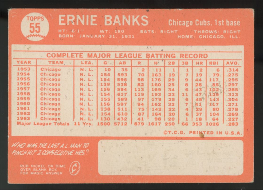 1964 Topps Ernie Banks #55 VG