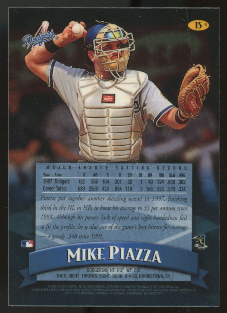 1998 Topps Finest Mike Piazza Refractor #15