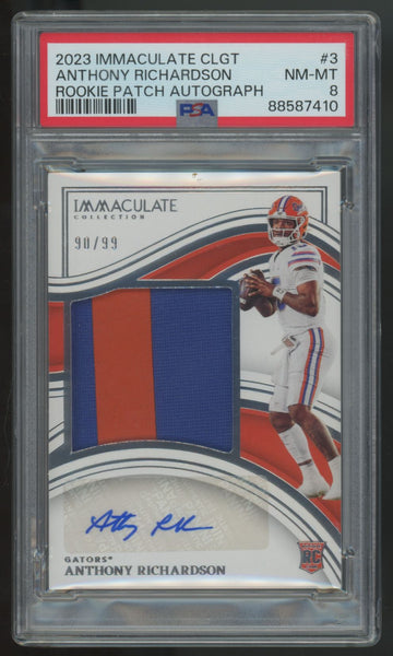 2023 Immaculate Collegiate Anthony Richardson RC Patch Auto RPA /99 #3 PSA 8