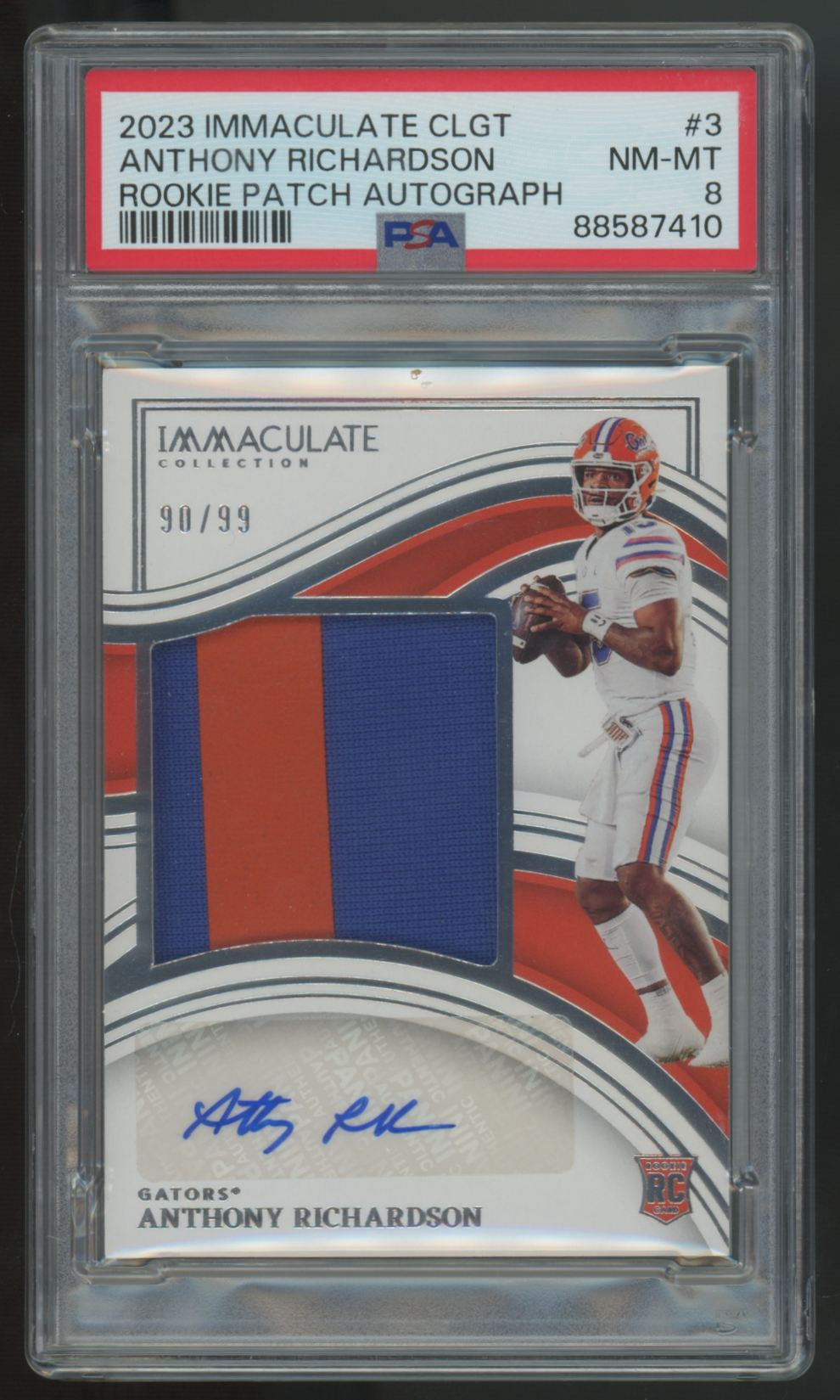 2023 Immaculate Collegiate Anthony Richardson RC Patch Auto RPA /99 #3 PSA 8