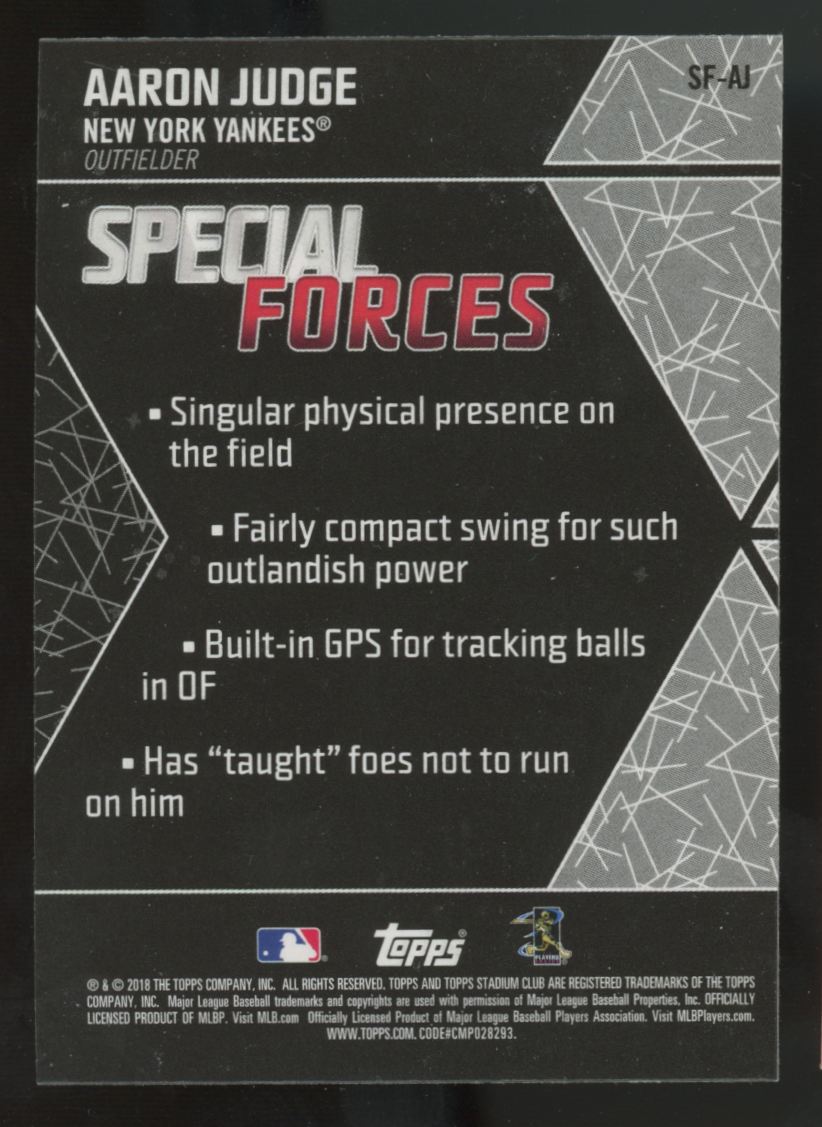 2018 Topps Stadium Club Aaron Judge Special Forces #SF-AJ