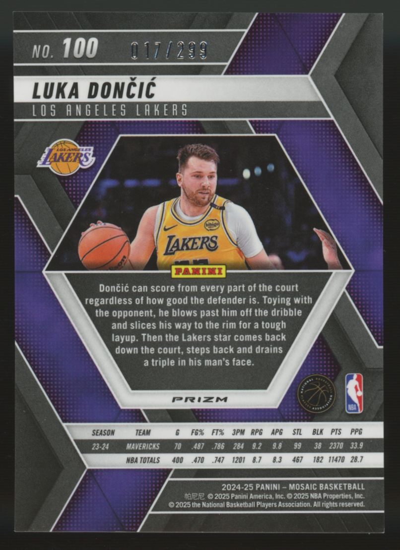 2024/25 Mosaic Basketball Luka Doncic Red Seismic Prizm /299 #100