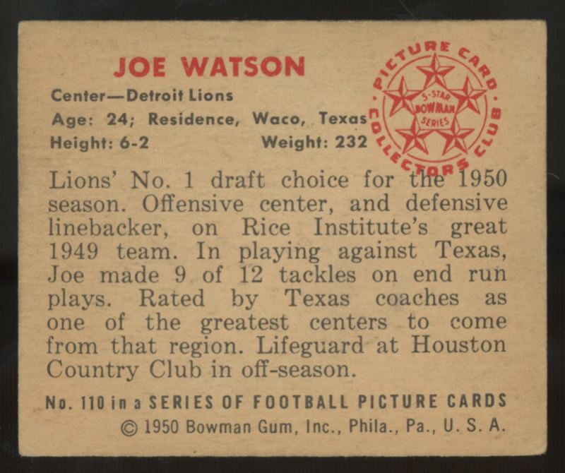 1950 Bowman Joe Watson #110 VG/EX