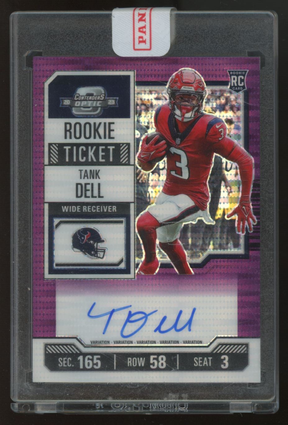 2023 Contenders Optic Tank Dell RC Rookie Ticket Purple Pulsar Auto /21 #135