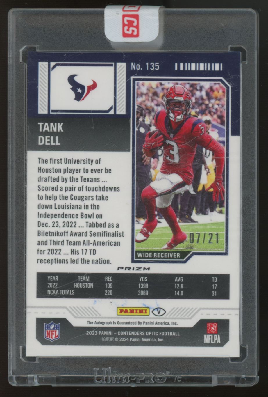 2023 Contenders Optic Tank Dell RC Rookie Ticket Purple Pulsar Auto /21 #135