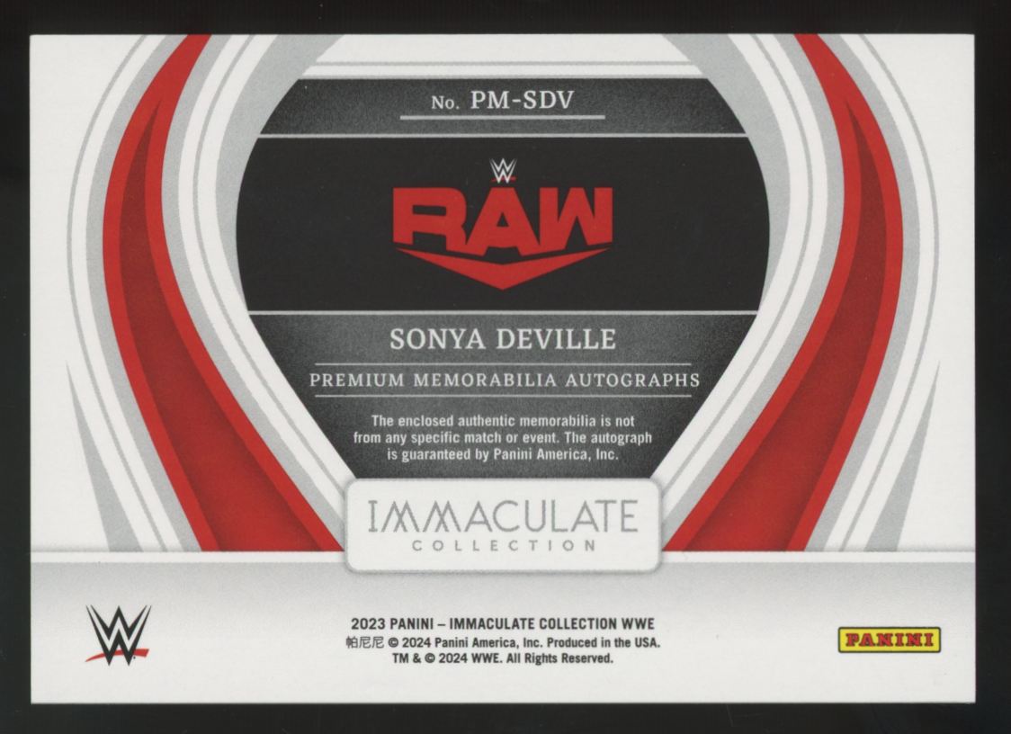 2023 Panini Immaculate WWE Sonya Deville Premium Acetate Patch Auto /8 #PM-SDV