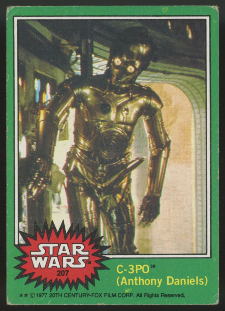 1977 Topps Star Wars Series 4 C3PO Golden Rod Error #207 VG