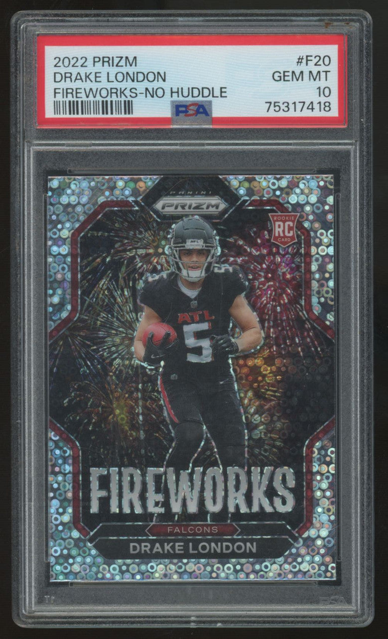 2022 Panini Prizm Drake London RC Fireworks No Huddle #F-20 PSA 10
