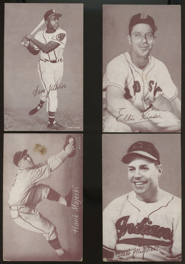 1947-66 Exhibits Baseball Lot of 39 (31 Trimmed) w/ HOFers Rizzuto Spahn Doby