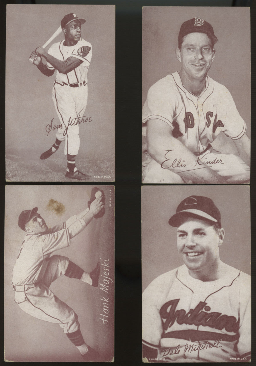 1947-66 Exhibits Baseball Lot of 39 (31 Trimmed) w/ HOFers Rizzuto Spahn Doby