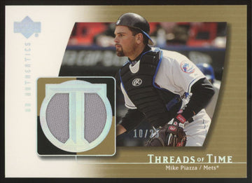 2003 Upper Deck Authentics Mike Piazza Threads Of Time Gold Patch /25 #TT-MP