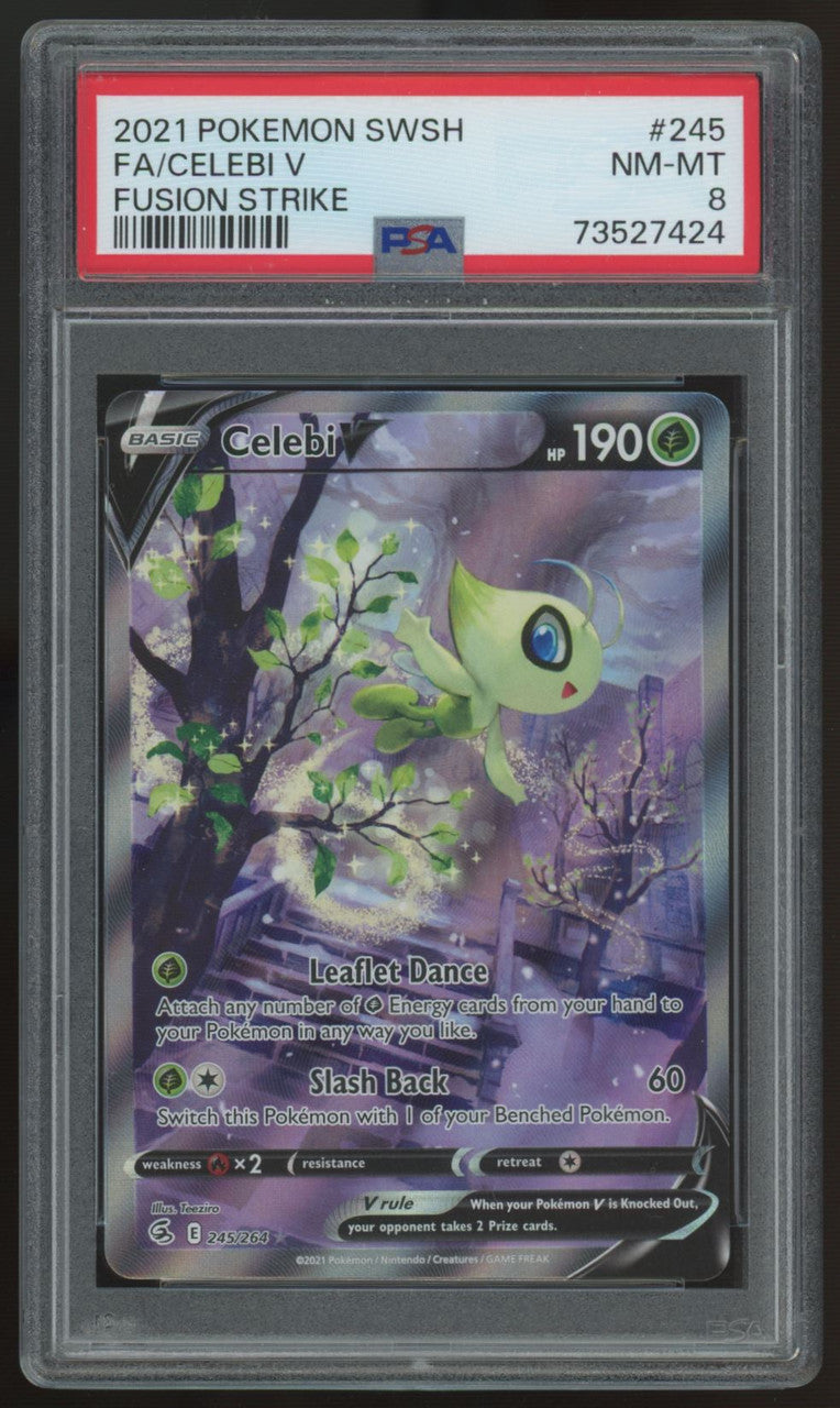 2021 Pokemon Celebi V Fusion Strike Full Art #245 PSA 8
