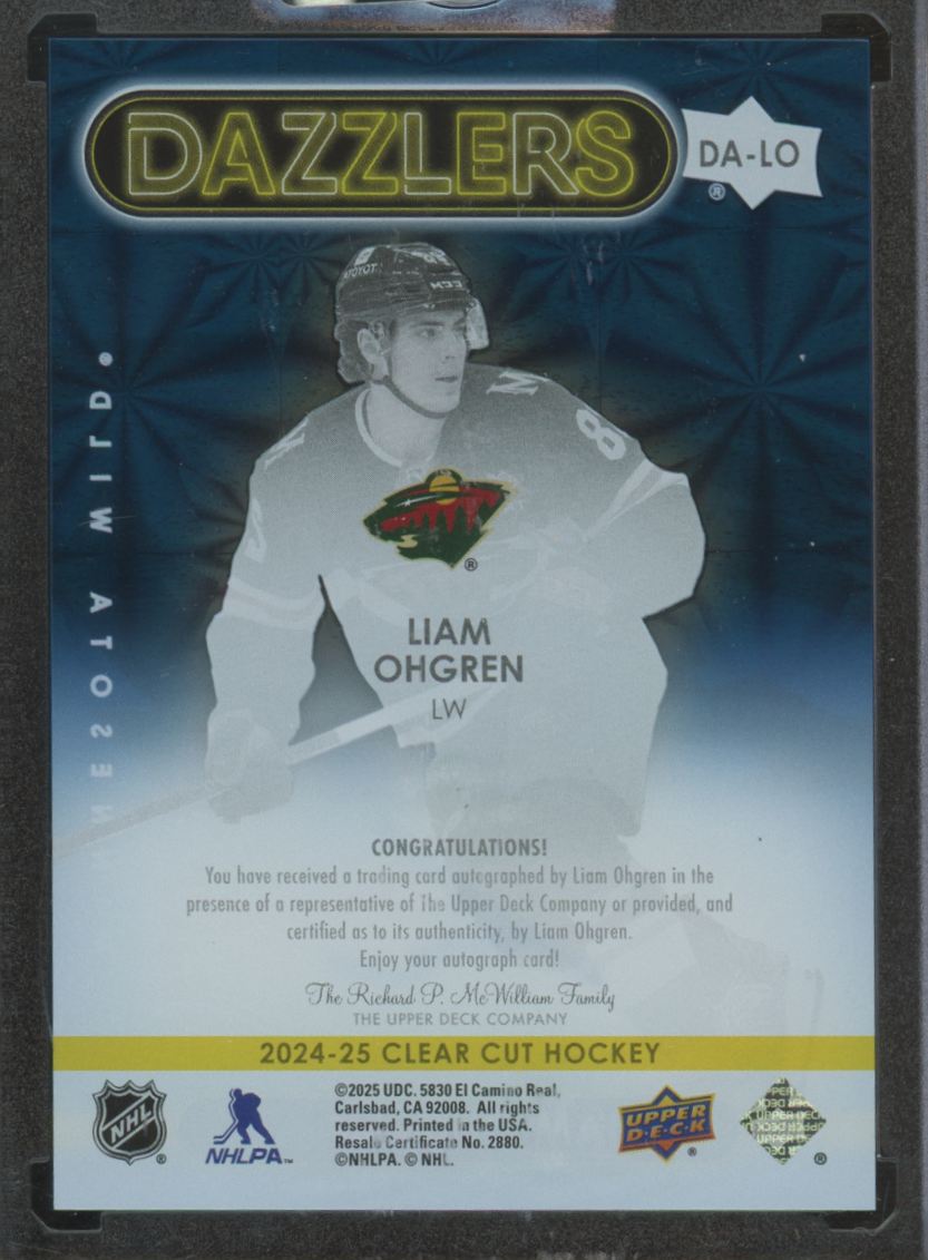 2024/25 UD Clear Cut Liam Ohgren Dazzlers Auto Blue #DA-LO