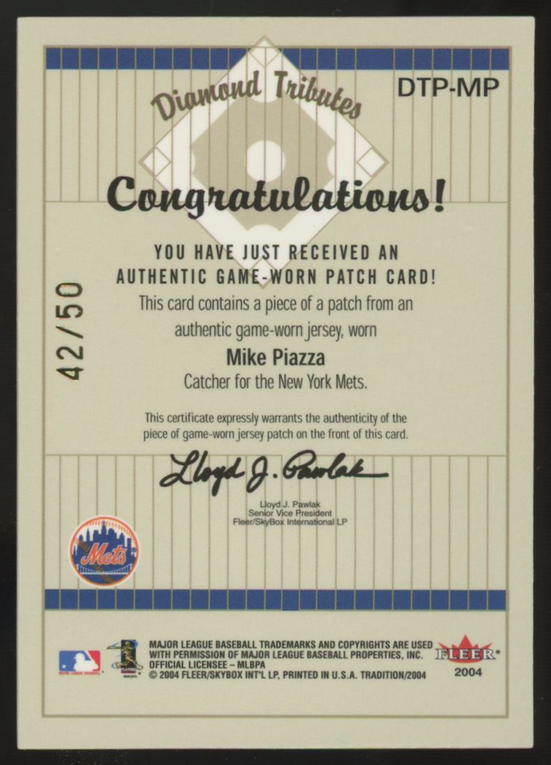 2004 Fleer Tradition Mike Piazza Diamond Tributes Patch /50 #DTP-MP