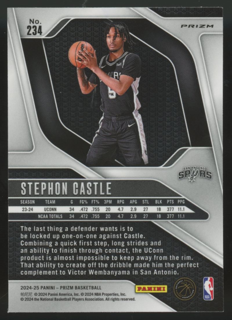 2024-25 Panini Prizm Stephon Castle RC Ice #234 "A"
