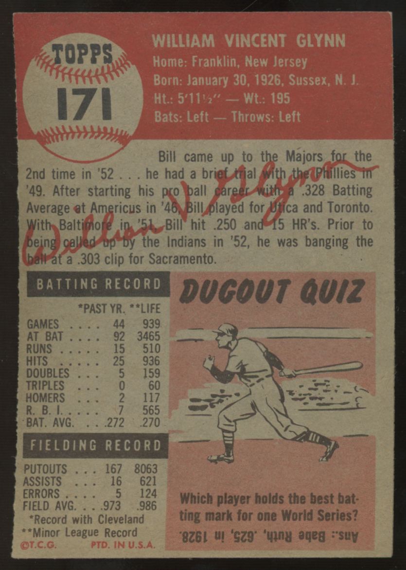1953 Topps Bill Glynn #171 EX/MT
