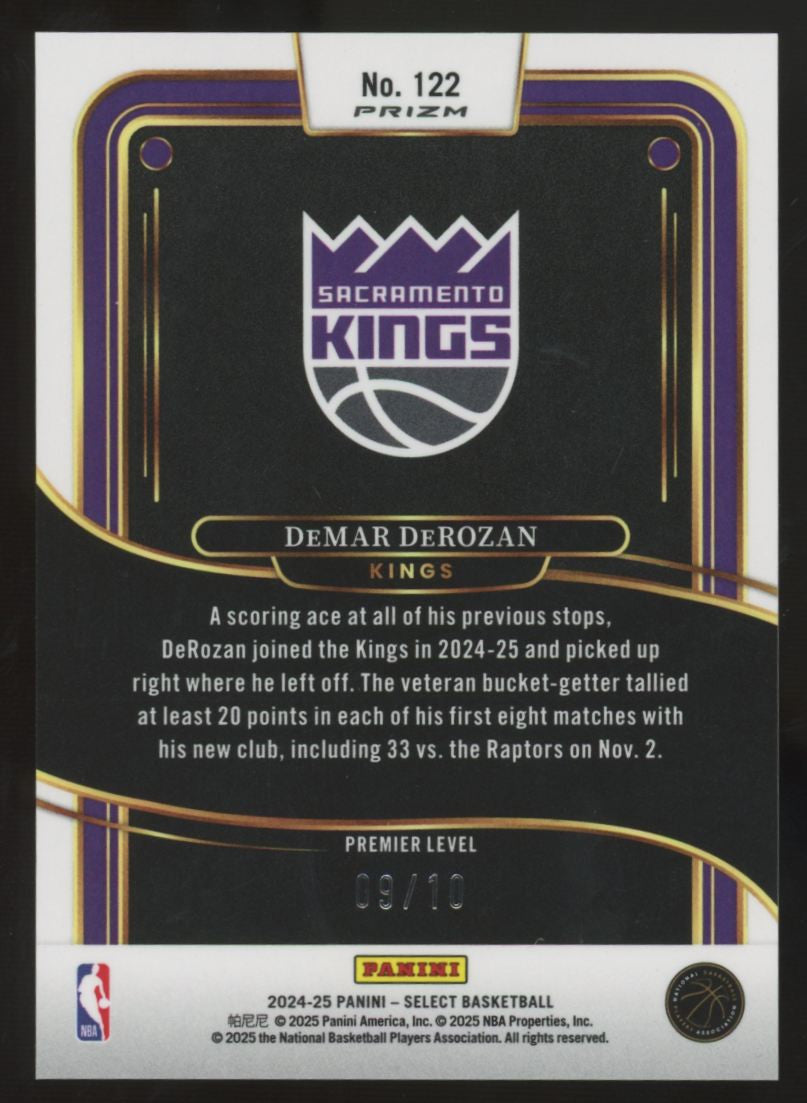 2024-25 Panini Select DeMar DeRozan Premier Level Gold Wave /10 #122