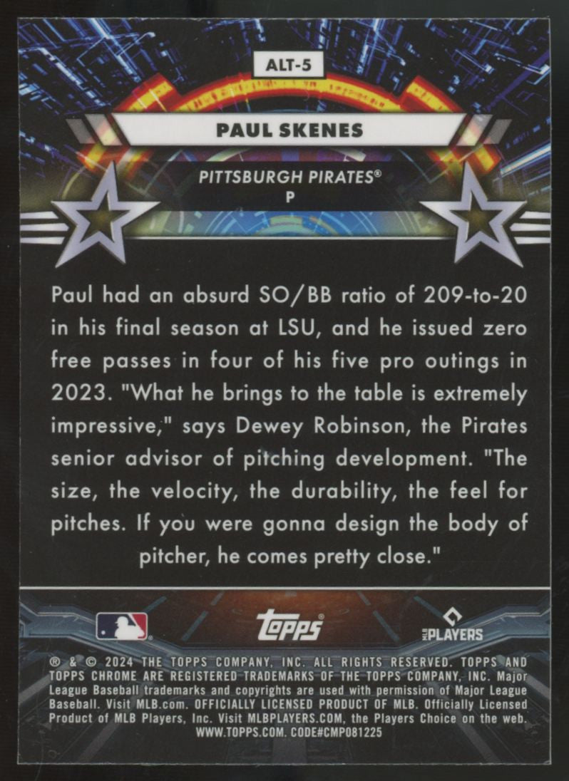 2024 Topps Chrome Cosmic Paul Skenes RC Star Command #ALT-5